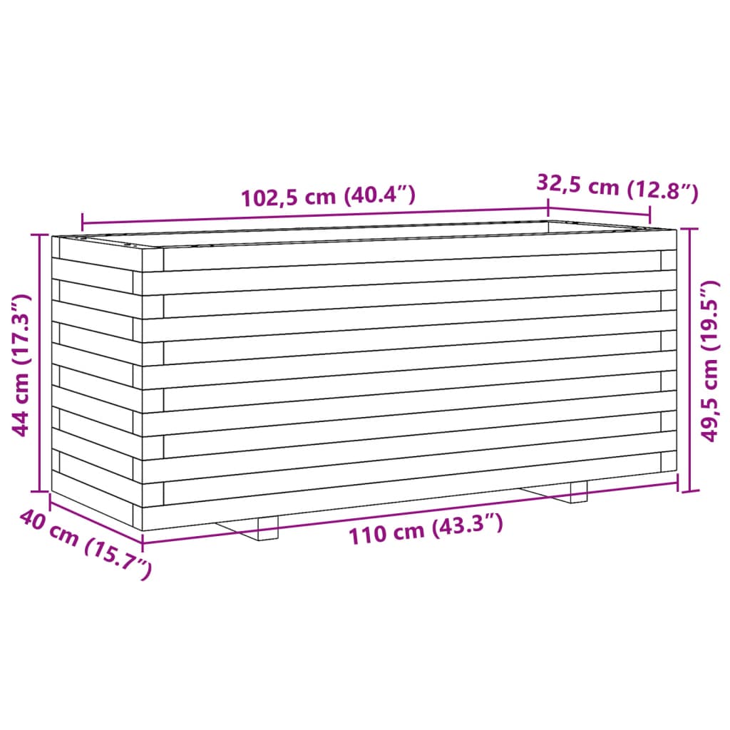 Garden Planter Wax Brown 110x40x49.5 cm Solid Wood Pine