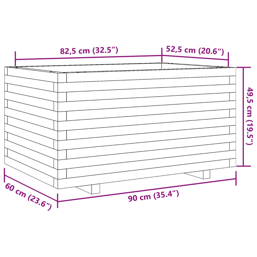 Garden Planter Wax Brown 90x60x49.5 cm Solid Wood Pine