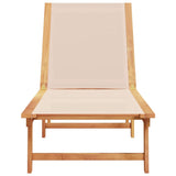 Sun Lounger Cream Solid Wood Acacia and Textilene