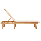 Sun Lounger Cream Solid Wood Acacia and Textilene