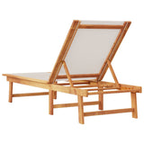 Sun Lounger Grey Solid Wood Acacia and Textilene