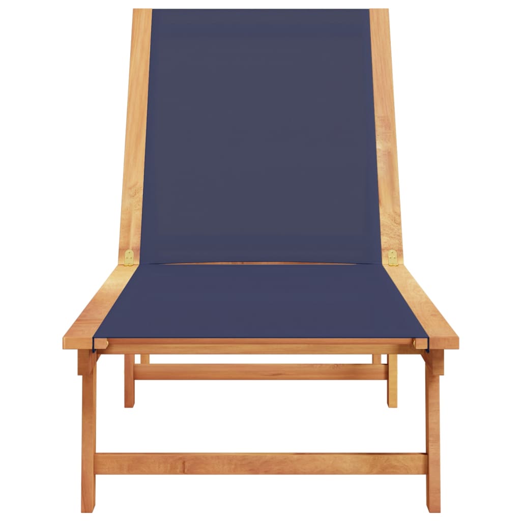 Sun Lounger Blue Solid Wood Acacia and Textilene