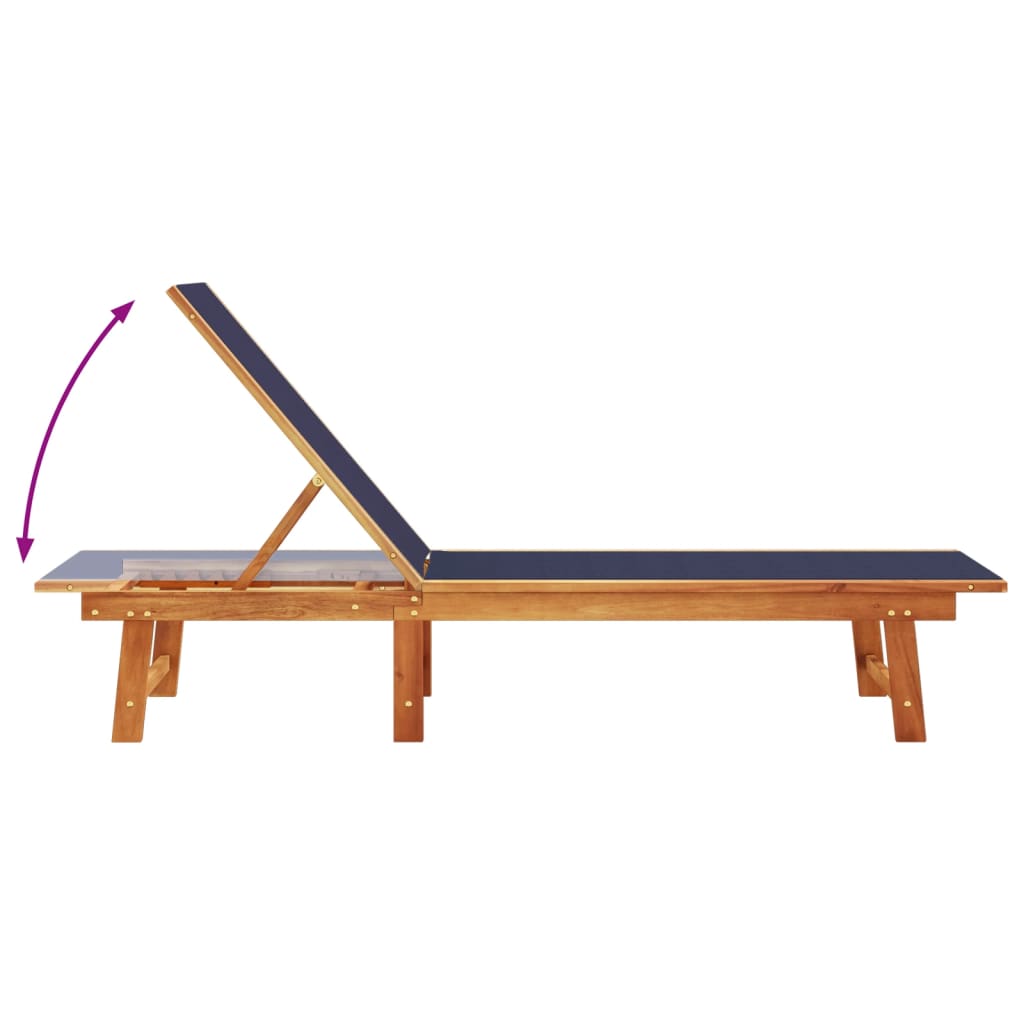 Sun Lounger Blue Solid Wood Acacia and Textilene