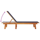 Sun Lounger Blue Solid Wood Acacia and Textilene