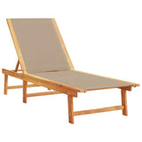 Sun Lounger Taupe Solid Wood Acacia and Textilene