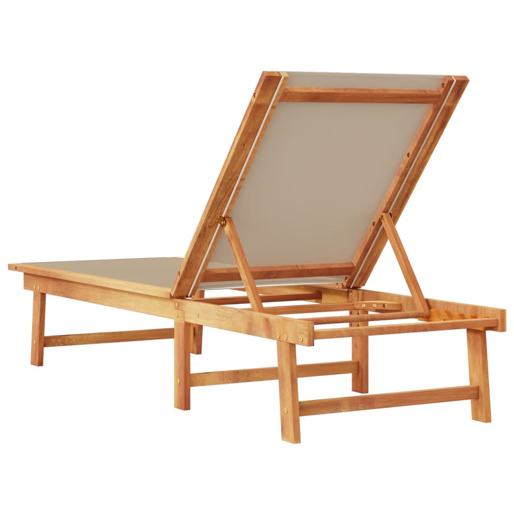 Sun Lounger Taupe Solid Wood Acacia and Textilene