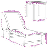 Sun Lounger with Table Grey Solid Wood Acacia and Textilene