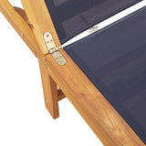 Sun Lounger with Table Blue Solid Wood Acacia and Textilene