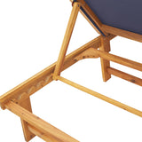 Sun Lounger with Table Blue Solid Wood Acacia and Textilene