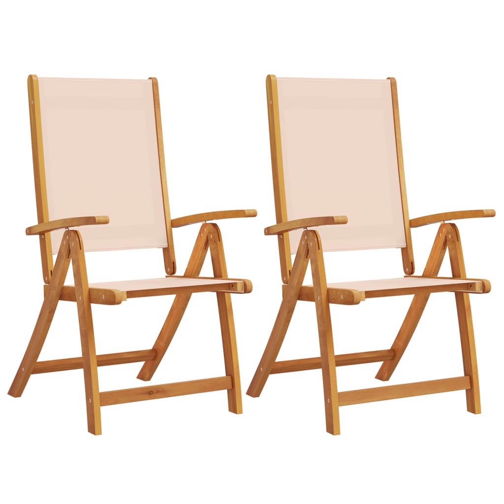 Folding Garden Chairs 2 pcs Solid Wood Acacia and Textilene