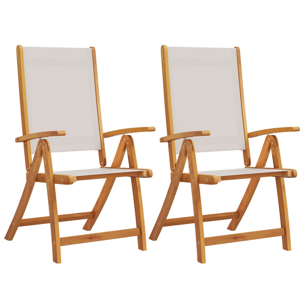 Folding Garden Chairs 2 pcs Solid Wood Acacia and Textilene