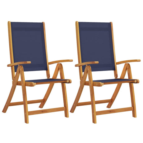 Folding Garden Chairs 2 pcs Solid Wood Acacia and Textilene