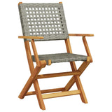 5 Piece Garden Dining Set Grey Poly Rattan and Solid Wood