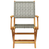 5 Piece Garden Dining Set Grey Poly Rattan and Solid Wood