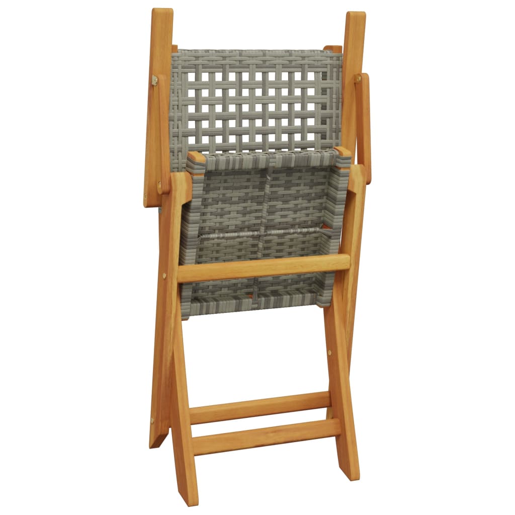 5 Piece Garden Dining Set Grey Poly Rattan and Solid Wood