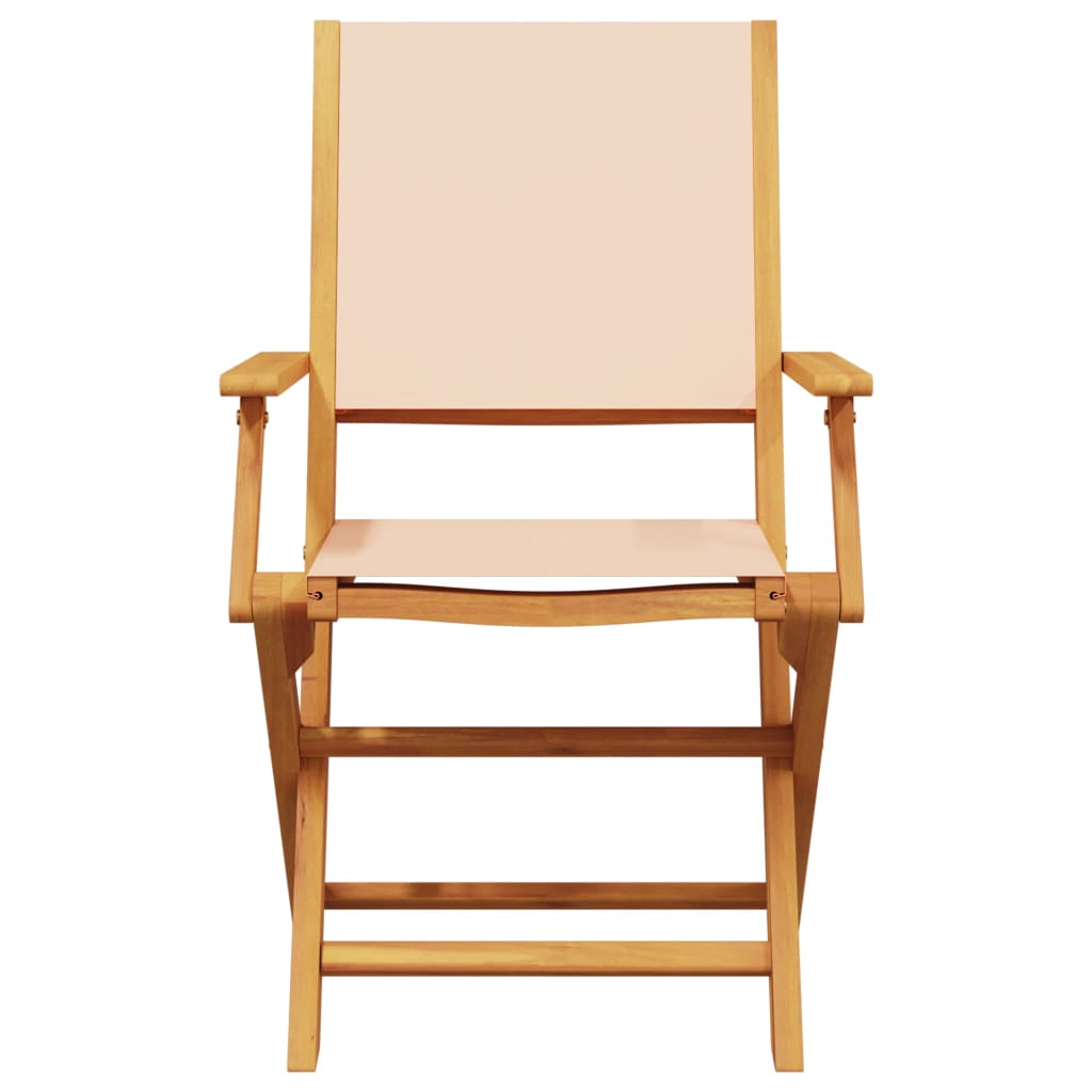 5 Piece Garden Dining Set Beige Fabric and Solid Wood