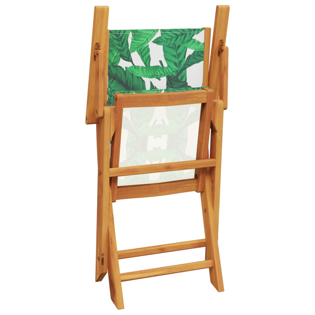 5 Piece Garden Dining Set Leaf Pattern Fabric and Solid Wood