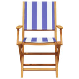 5 Piece Garden Dining Set Blue and White Fabric and Solid Wood