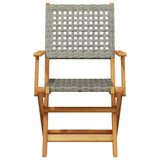 7 Piece Garden Dining Set Grey Poly Rattan and Solid Wood
