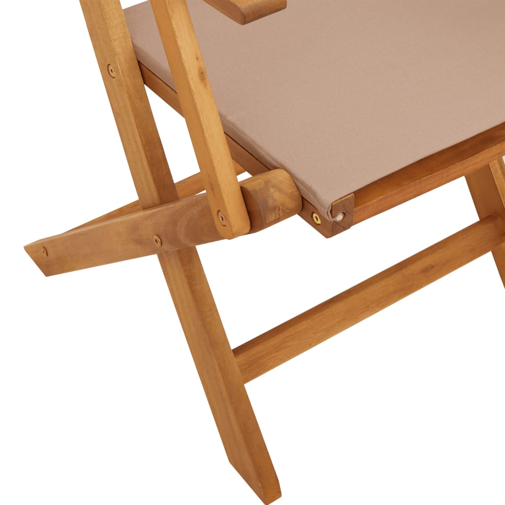 7 Piece Garden Dining Set Taupe Fabric and Solid Wood