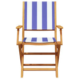 7 Piece Garden Dining Set Blue and White Fabric and Solid Wood