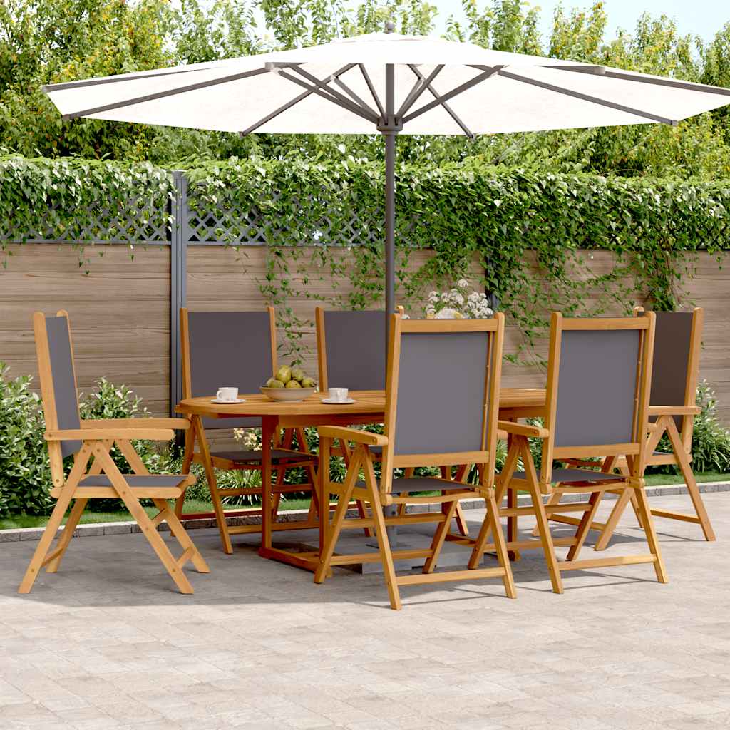 7 Piece Garden Dining Set Anthracite Fabric and Solid Wood