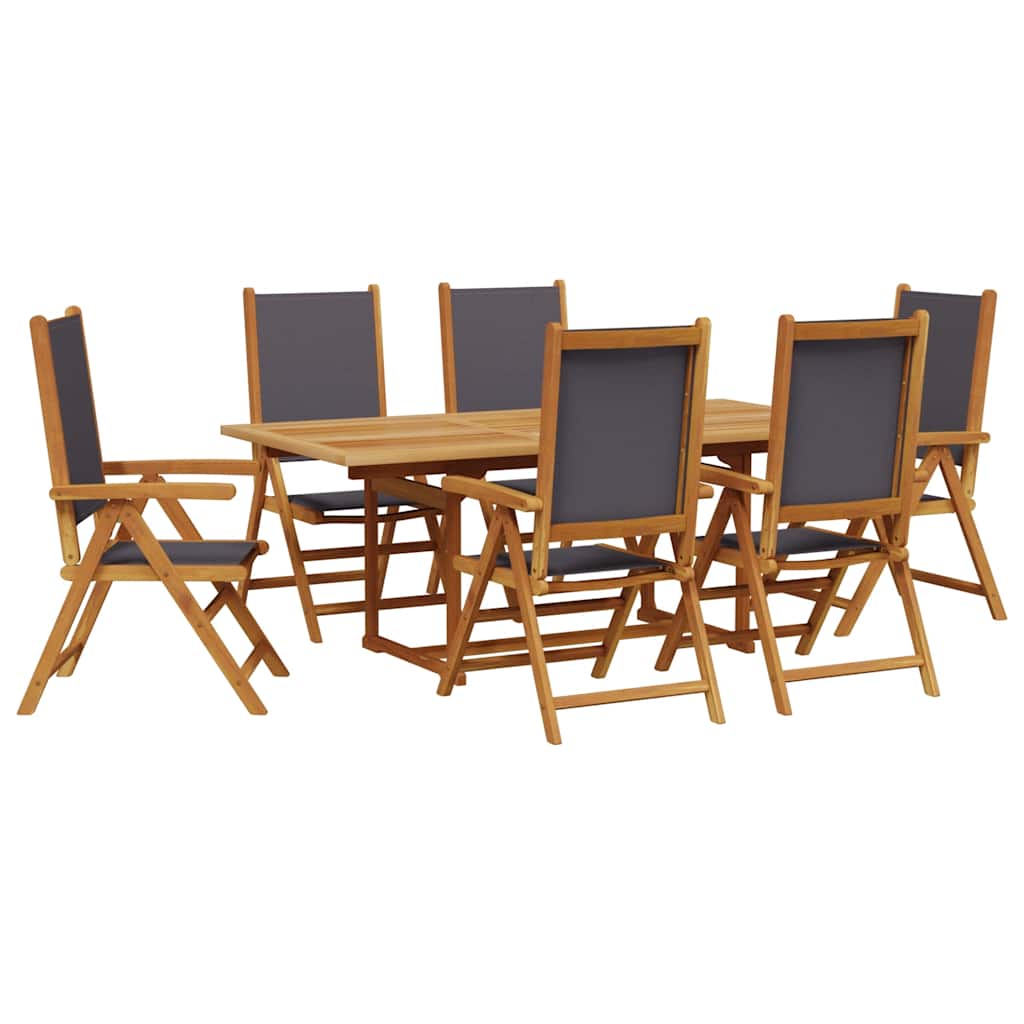 7 Piece Garden Dining Set Anthracite Fabric and Solid Wood
