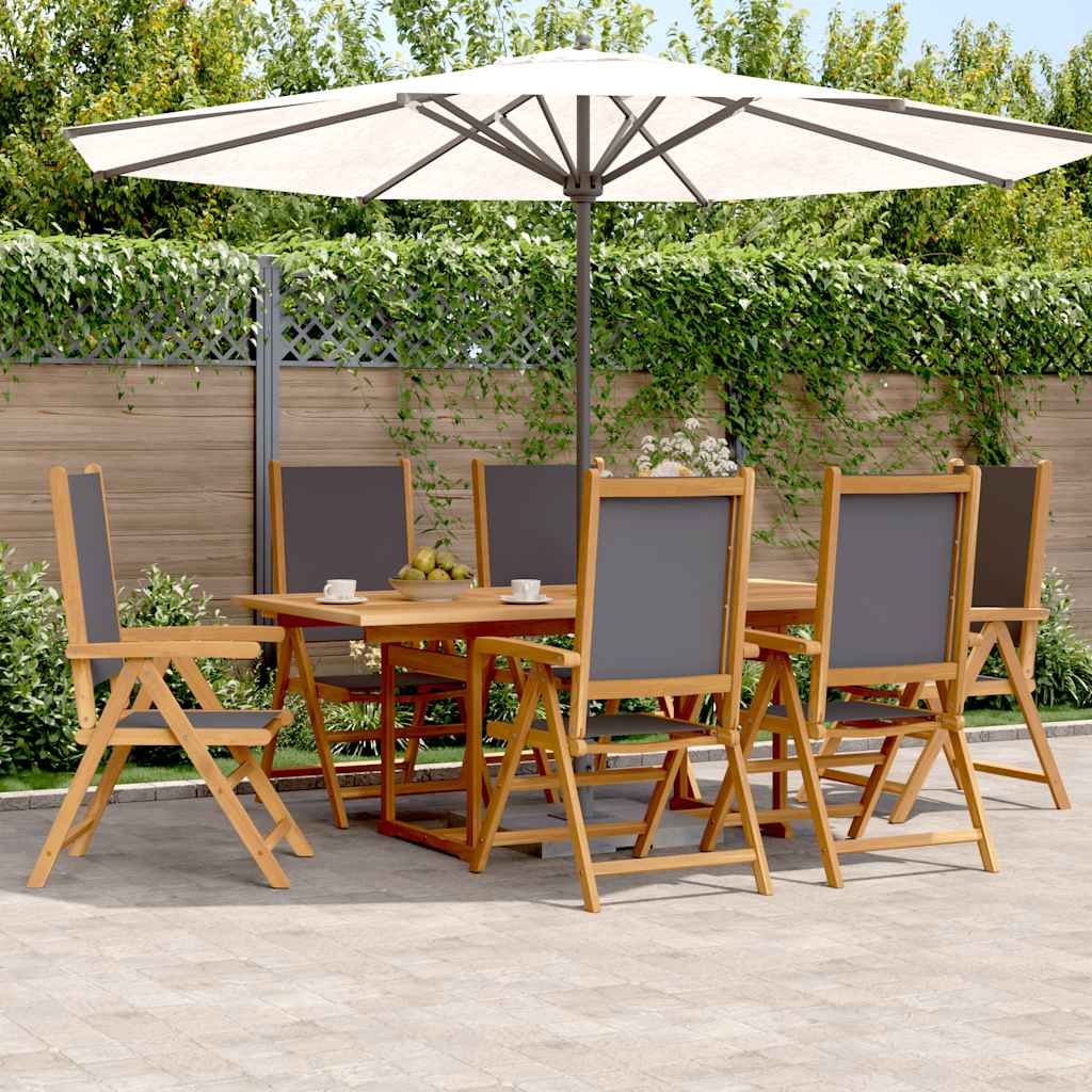 7 Piece Garden Dining Set Anthracite Fabric and Solid Wood