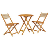 3 Piece Bistro Set Beige Polypropylene and Solid Wood