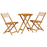 3 Piece Bistro Set Beige Fabric and Solid Wood