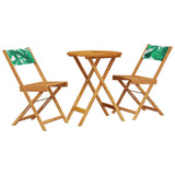 3 Piece Bistro Set Leaf Pattern Fabric and Solid Wood