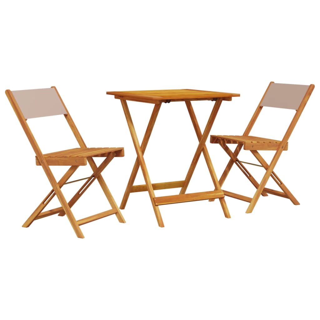 3 Piece Bistro Set Taupe Fabric and Solid Wood