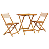 3 Piece Bistro Set Beige Fabric and Solid Wood