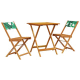 3 Piece Bistro Set Leaf Pattern Fabric and Solid Wood