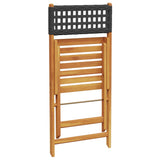 5 Piece Garden Dining Set Black Poly Rattan and Solid Wood