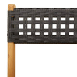 5 Piece Garden Dining Set Black Poly Rattan and Solid Wood