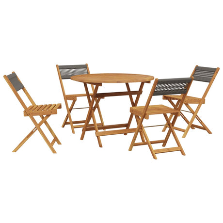 5 Piece Garden Dining Set Grey Polypropylene and Solid Wood