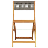 5 Piece Garden Dining Set Grey Polypropylene and Solid Wood