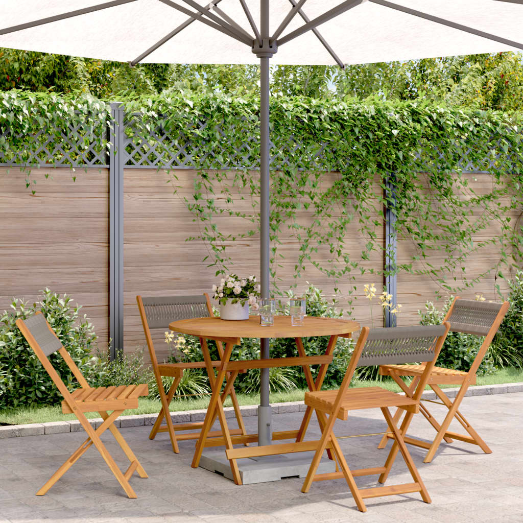 5 Piece Garden Dining Set Grey Polypropylene and Solid Wood