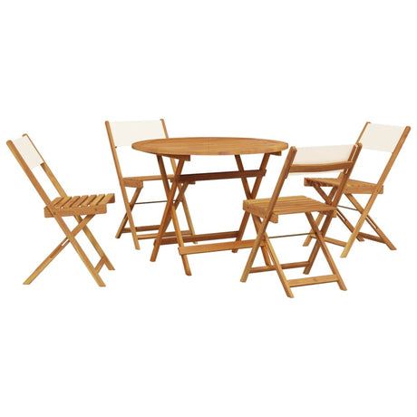 5 Piece Garden Dining Set Cream White Fabric and Solid Wood