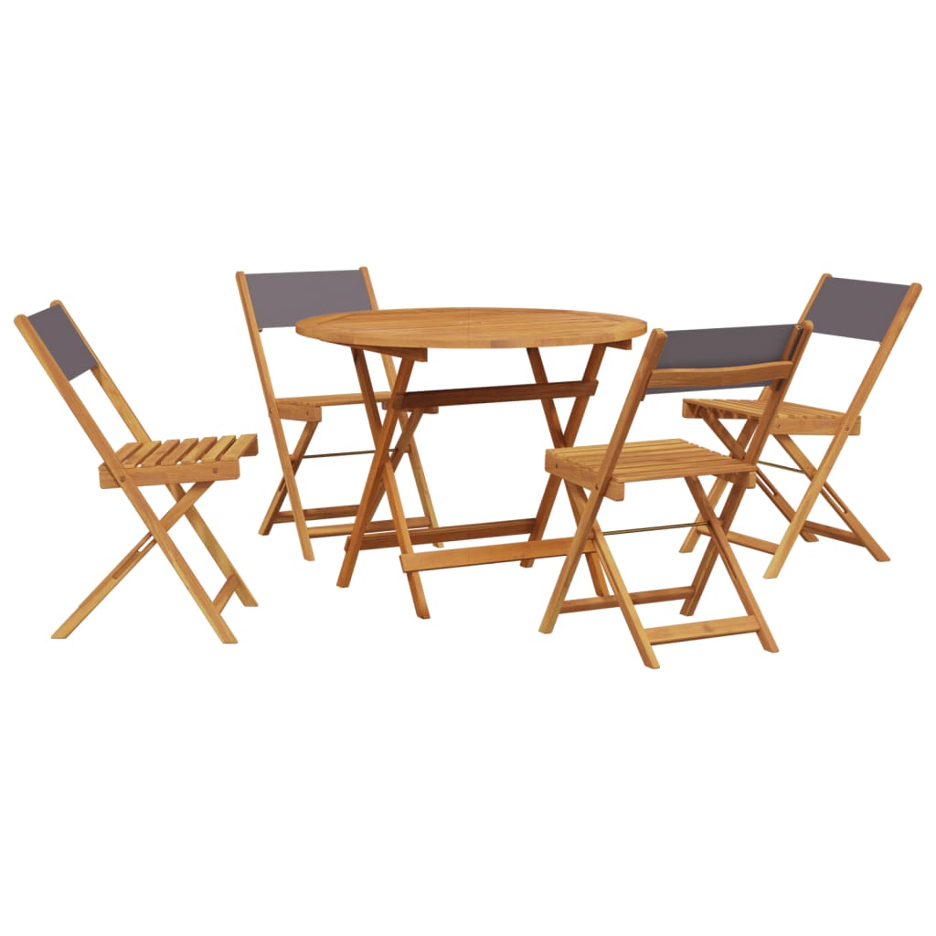 5 Piece Garden Dining Set Anthracite Fabric and Solid Wood