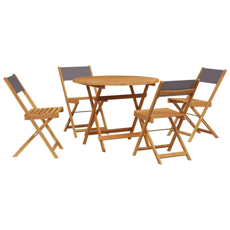 5 Piece Garden Dining Set Anthracite Fabric and Solid Wood