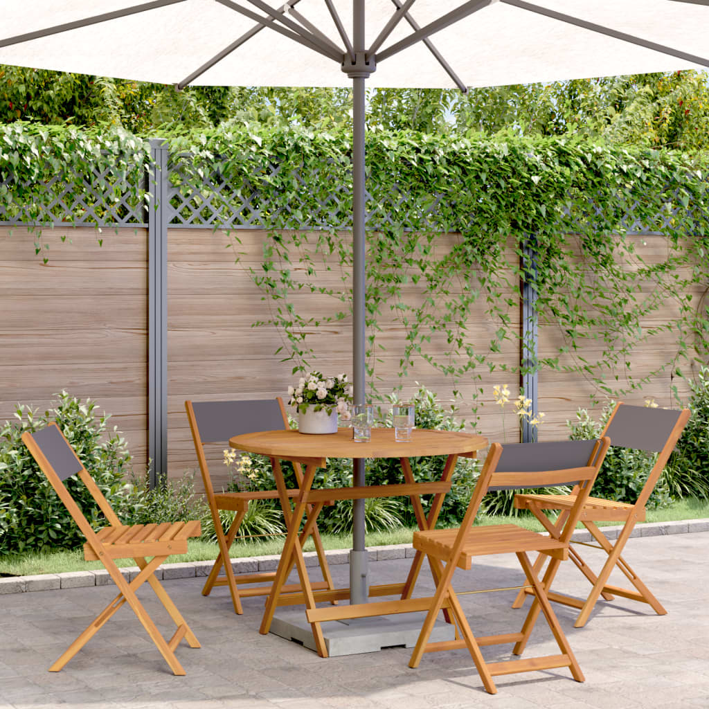 5 Piece Garden Dining Set Anthracite Fabric and Solid Wood