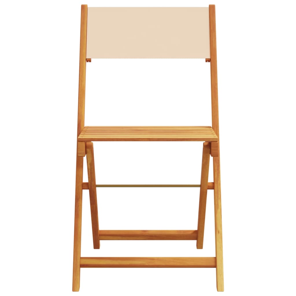 5 Piece Garden Dining Set Beige Fabric and Solid Wood