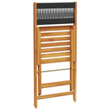 5 Piece Garden Dining Set Black Polypropylene and Solid Wood