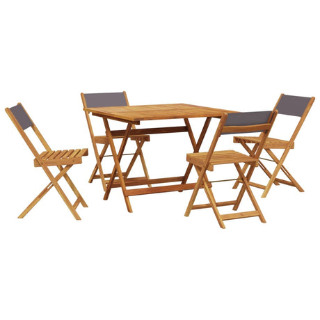 5 Piece Garden Dining Set Anthracite Fabric and Solid Wood