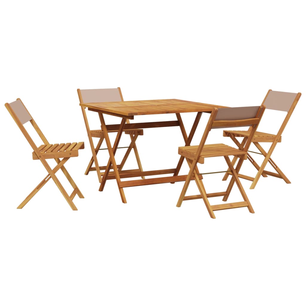 5 Piece Garden Dining Set Taupe Fabric and Solid Wood