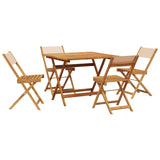 5 Piece Garden Dining Set Beige Fabric and Solid Wood