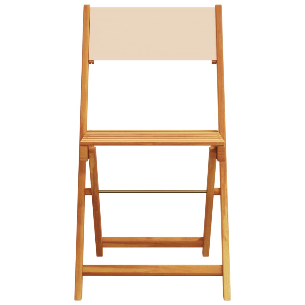 5 Piece Garden Dining Set Beige Fabric and Solid Wood