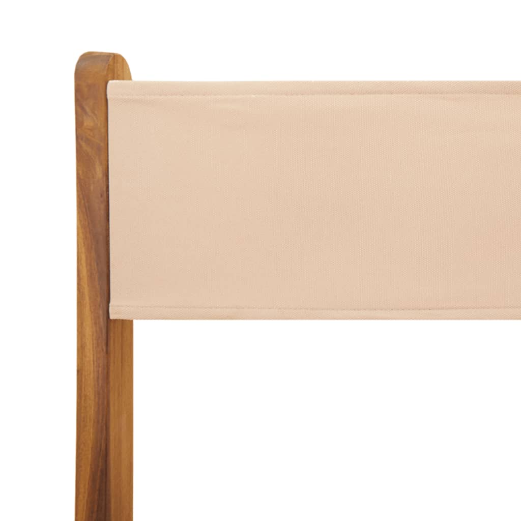5 Piece Garden Dining Set Beige Fabric and Solid Wood